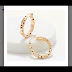 QVC 14K Gold 1" Wheat Hoop Earrings